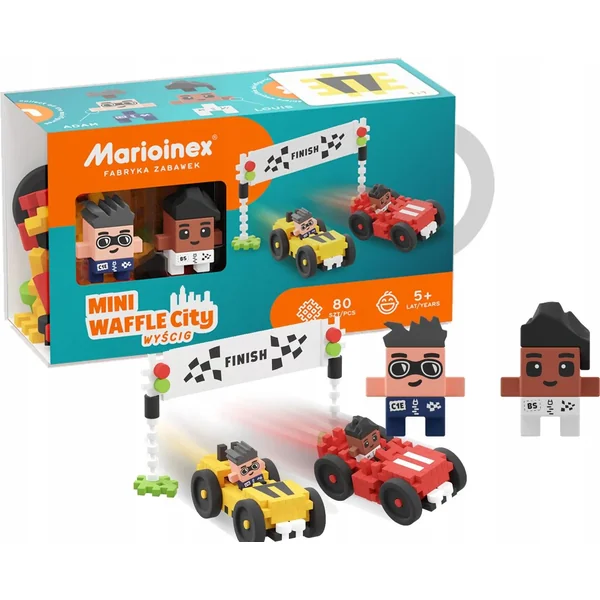 Marioinex - Klocki konstrukcyjne Waffle mini City Wyścig 80 elementów (903179) - zdjęcie 2