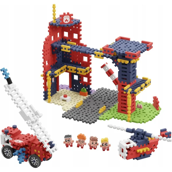 Marioinex - Klocki konstrukcyjne Waffle mini City Remiza Strażacka 280 elementów (30861076) - zdjęcie 4