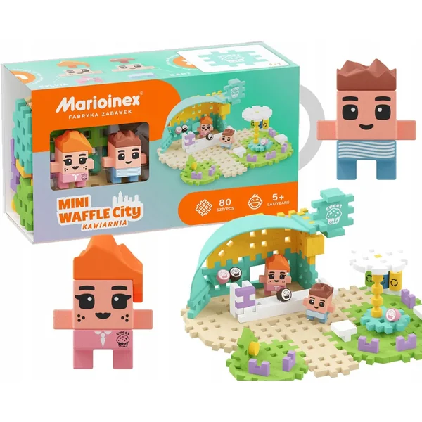 Marioinex - Klocki konstrukcyjne Waffle mini City Kawiarnia 80 elementów (903186) - zdjęcie 2