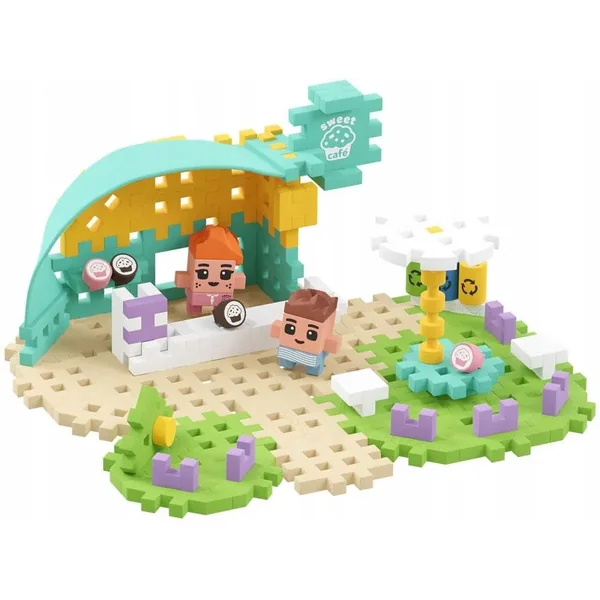 Marioinex - Klocki konstrukcyjne Waffle mini City Kawiarnia 80 elementów (903186) - zdjęcie 4