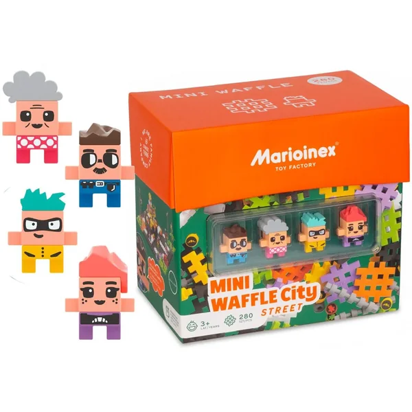 Marioinex - Klocki konstrukcyjne Waffle mini City Ulica 280 elementów (904183) - zdjęcie 3