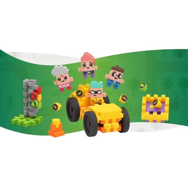 Marioinex - Klocki konstrukcyjne Waffle mini City Ulica 280 elementów (904183) - zdjęcie 4