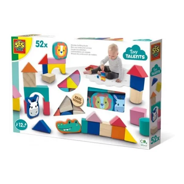 SES Creative - Klocki kolorowe drewniane 52szt. (13143)