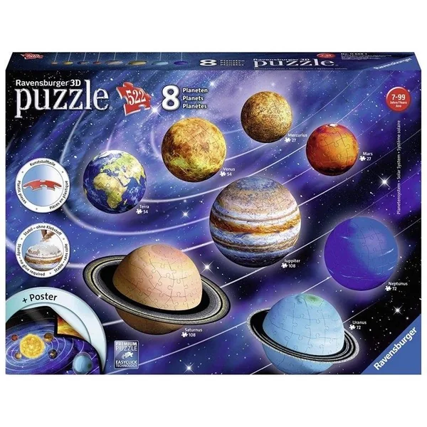 Ravensburger - Puzzle 3D Układ Planet 522 elementy (522)