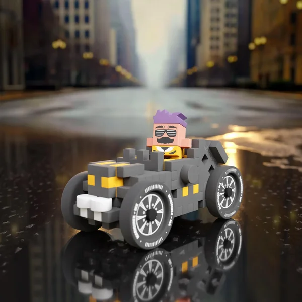 Marioinex - Klocki konstrukcyjne Waffle mini Cars Grey Oldtimer 50 elementów - zdjęcie 2