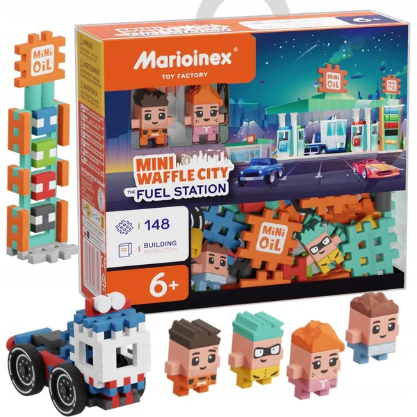 Marioinex - Klocki konstrukcyjne Waffle mini City Stacja Paliw 148 elementów - zdjęcie 2