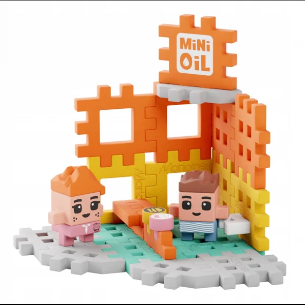 Marioinex - Klocki konstrukcyjne Waffle mini City Stacja Paliw 148 elementów - zdjęcie 3