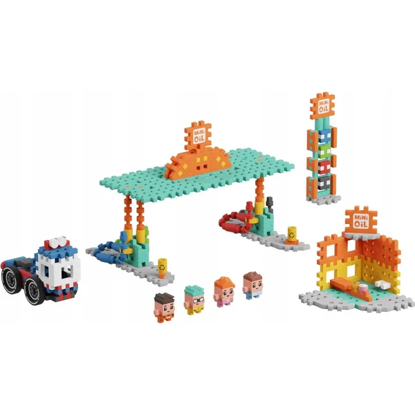 Marioinex - Klocki konstrukcyjne Waffle mini City Stacja Paliw 148 elementów - zdjęcie 4