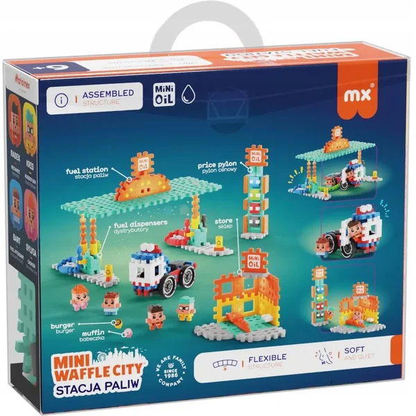 Marioinex - Klocki konstrukcyjne Waffle mini City Stacja Paliw 148 elementów - zdjęcie 5
