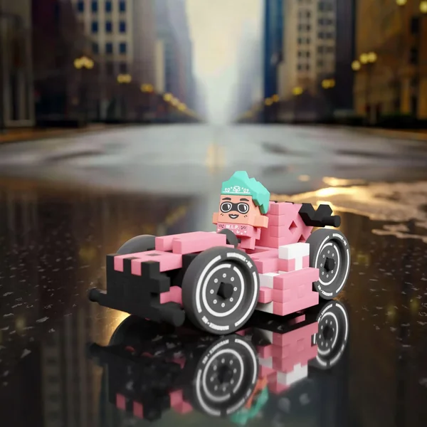 Marioinex - Klocki konstrukcyjne mini Pink Race Car Megan 50 elementów - zdjęcie 5