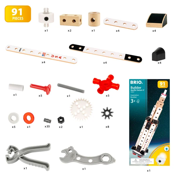 Ravensburger - Klocki Drewniane Rakieta Apollo (63460700) - zdjęcie 5